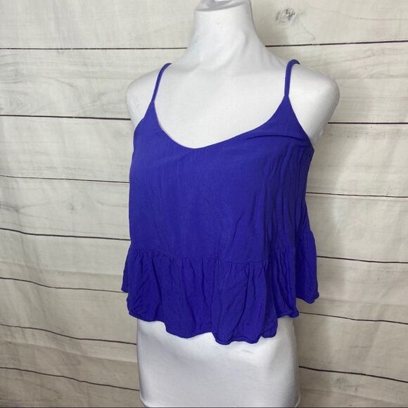 Topshop Tops - Topshop purple crop top 4 ruffle hem